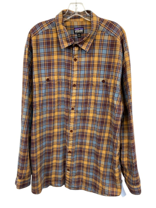 Patagonia Size XXL Red & Yellow Cotton Blend Plaid Flannel Long Sleeve Shirt Red & Yellow / XXL