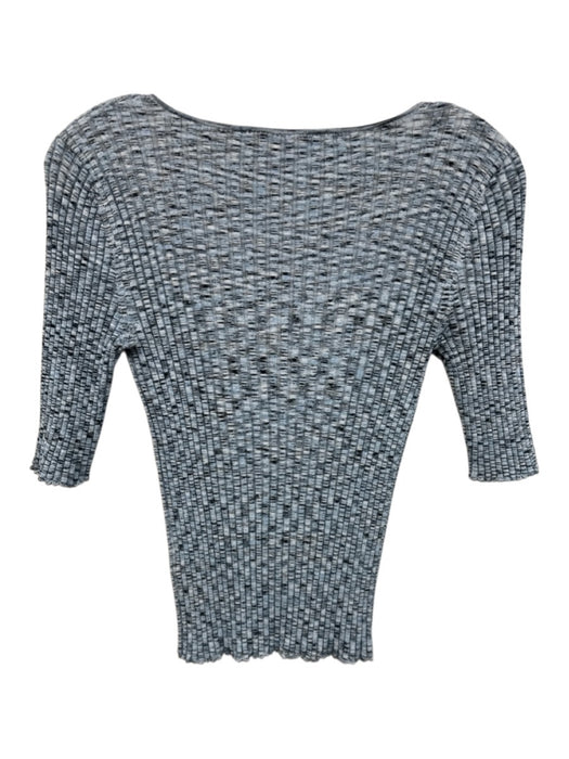 Veronica Beard Size M Blue, Black, White Viscose & Nylon Short Sleeve V Neck Top Blue, Black, White / M
