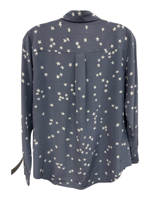 Equipment Size S Blue Silk Long Sleeve Stars Buttons Collar Top Blue / S