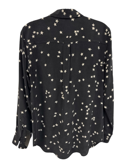 Equipment Size S Dark Gray Silk Long Sleeve Stars Buttons Collar Top Dark Gray / S