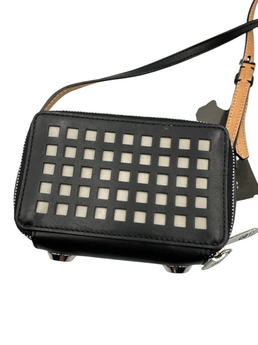 Reed Krakoff Black & Gray Leather Silver Hardware Windowpane Crossbody Bag Black & Gray / Mini