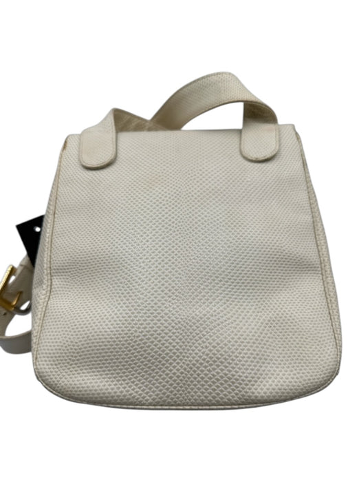 Judith Leiber Cream & White Snake Embossed Leather Magnetic Flap Drawstring Bag Cream & White / S