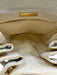 Judith Leiber Cream & White Snake Embossed Leather Magnetic Flap Drawstring Bag Cream & White / S