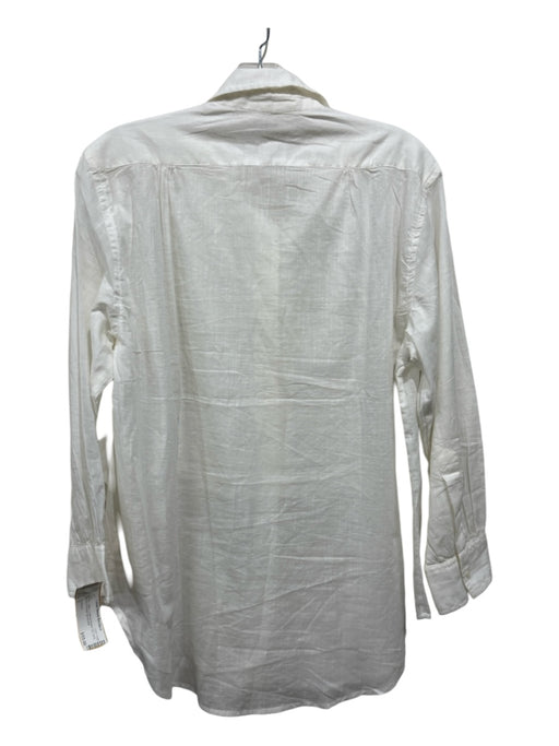 The Great Size 1 White Cotton Collared Button Up Long Sleeve Pleated Top White / 1