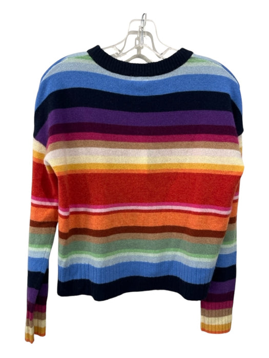 Minnie Rose Size XS Rainbow Cashmere Long Sleeve Stripe Crew Neck Sweater Rainbow / XS