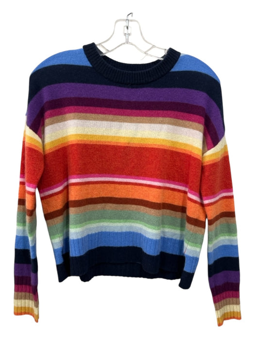 Minnie Rose Size XS Rainbow Cashmere Long Sleeve Stripe Crew Neck Sweater Rainbow / XS