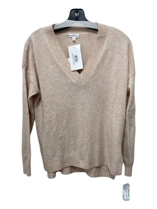 Minnie Rose Size XS Beige Cashmere Long Sleeve V Neck Sweater Beige / XS