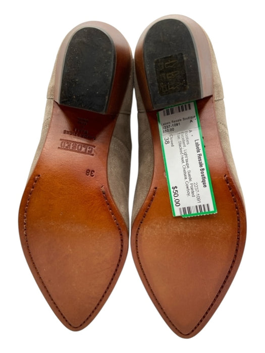 Closed Shoe Size 38 Light taupe Suede Pointed Toe Stacked Heel Chelsea Booties Light taupe / 38