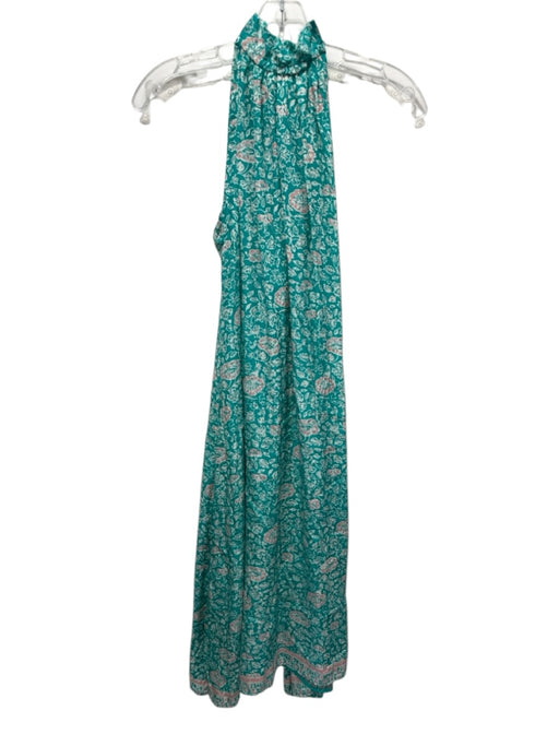 Natalie Martin Size XS Green, White & Pink Print Silk floral print Midi Dress Green, White & Pink Print / XS