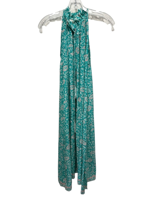 Natalie Martin Size XS Green, White & Pink Print Silk floral print Midi Dress Green, White & Pink Print / XS