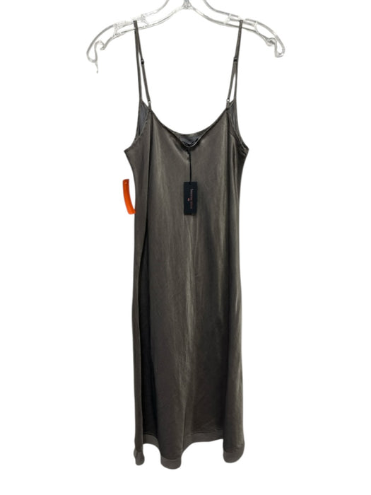 Brazeau Tricot Size 2 Taupe Gray Cotton & Silk Spaghetti Strap Hem Detail Dress Taupe Gray / 2