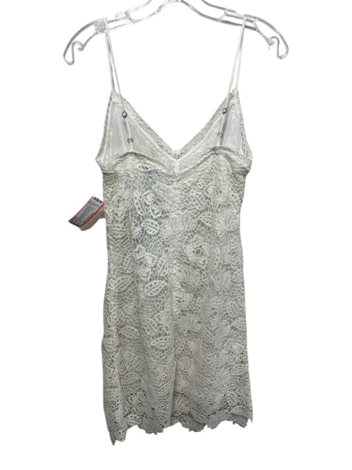 Rag & Bone Size 4 White Cotton Floral Eyelet Spaghetti Strap Lace Overlay Dress White / 4
