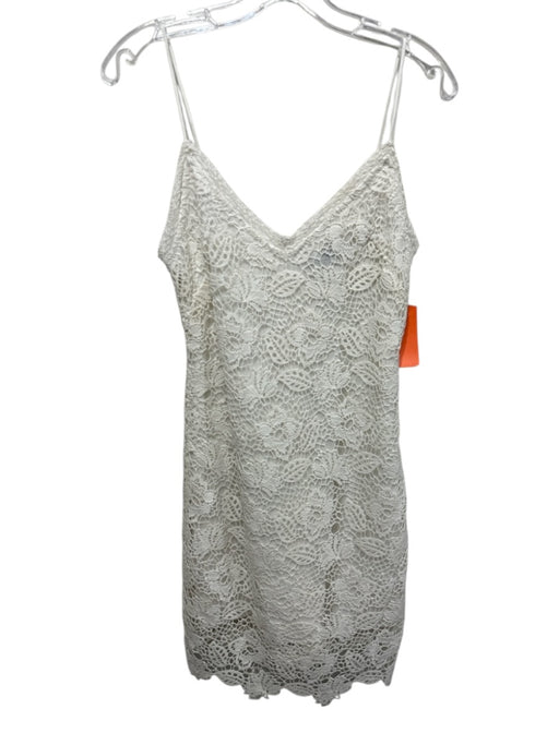 Rag & Bone Size 4 White Cotton Floral Eyelet Spaghetti Strap Lace Overlay Dress White / 4