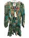 Figue Size XS Green & Multi Cotton Abstract Print Floral Embroidery Dress Green & Multi / XS