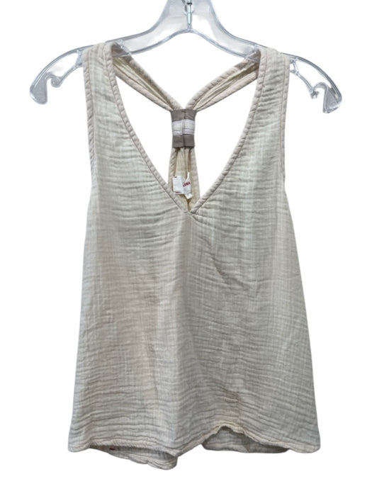 XiRENA Size Small Cream White Cotton Sleeveless Gauze Racerback Top Cream White / Small