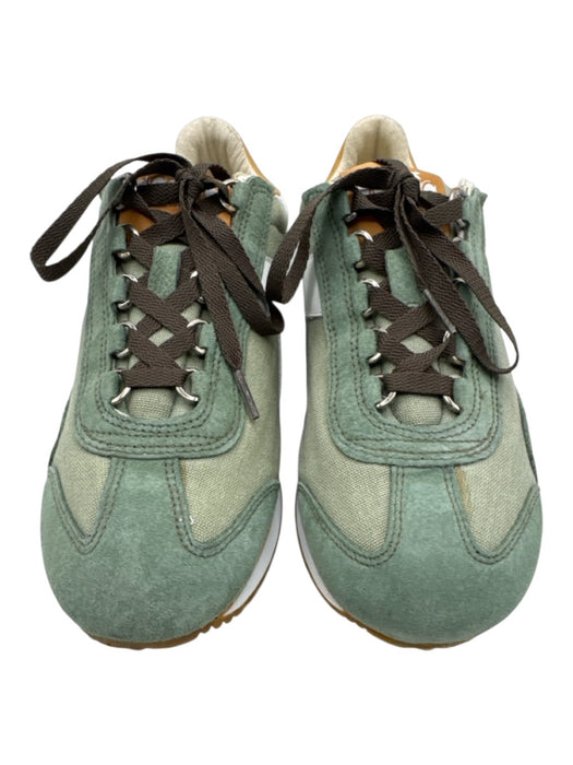 Diadora Shoe Size 7.5 Green & Orange Leather Upper Lace Up Low Top Sneakers Green & Orange / 7.5