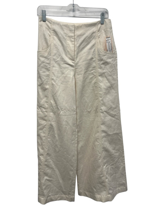 TWP Size 4 Cream Linen Blend Front Seam High Rise Wide Leg Pants Cream / 4