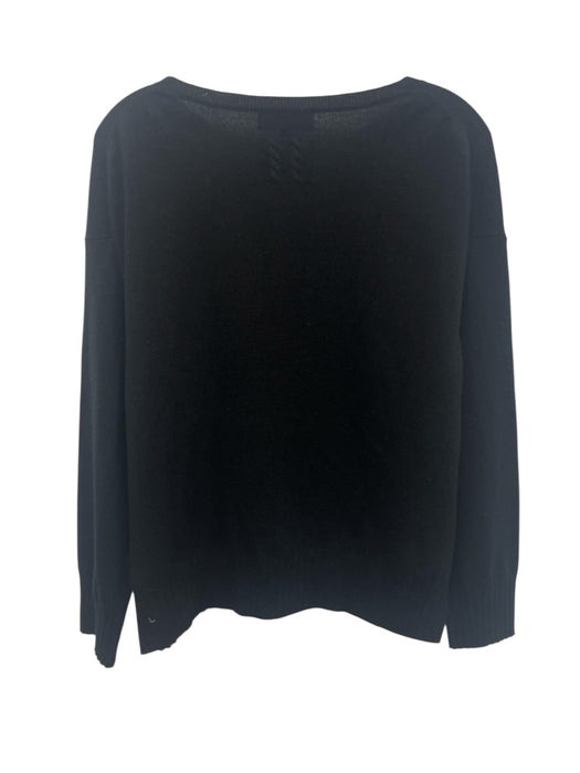 Nili Lotan Size XS Black Cashmere Ribbed Trim Round Neck Sweater Black / XS