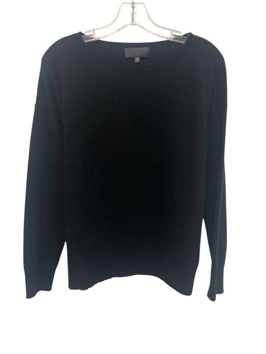 Nili Lotan Size XS Black Cashmere Ribbed Trim Round Neck Sweater Black / XS
