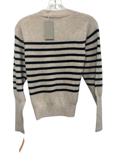 Vanessa Bruno Size XS Beige & Black Merino Wool Ribbed Knit Stripe Sweater Beige & Black / XS