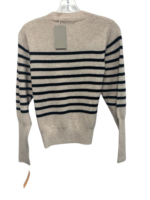 Vanessa Bruno Size XS Beige & Black Merino Wool Ribbed Knit Stripe Sweater Beige & Black / XS