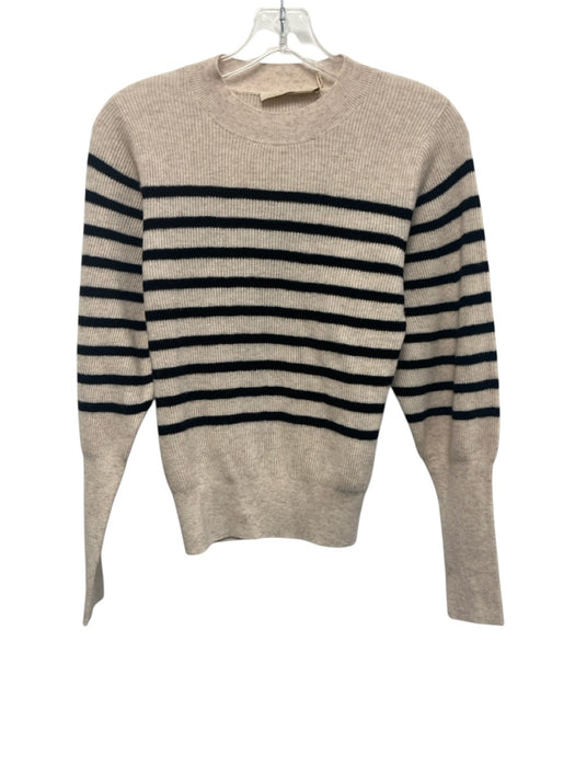 Vanessa Bruno Size XS Beige & Black Merino Wool Ribbed Knit Stripe Sweater Beige & Black / XS
