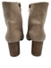 Coclico Shoe Size 37.5 Beige & Brown Leather Upper Side Zip Cap Toe Booties Beige & Brown / 37.5