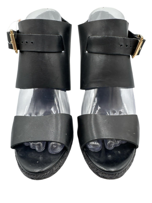 Pierre Hardy Shoe Size 37 Black Leather Upper Braided Trim Ankle Buckle Sandals Black / 37