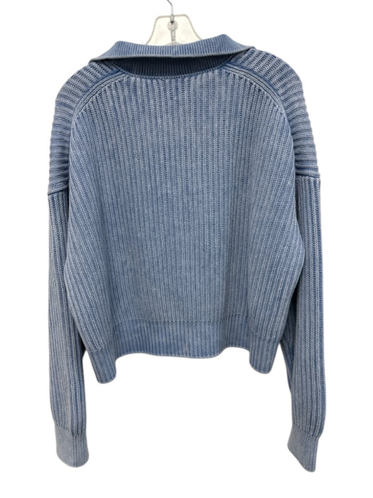 Closed Size XS Blue Cotton Rib Knit Flap Collar 1/4 Zip Sweater Blue / XS