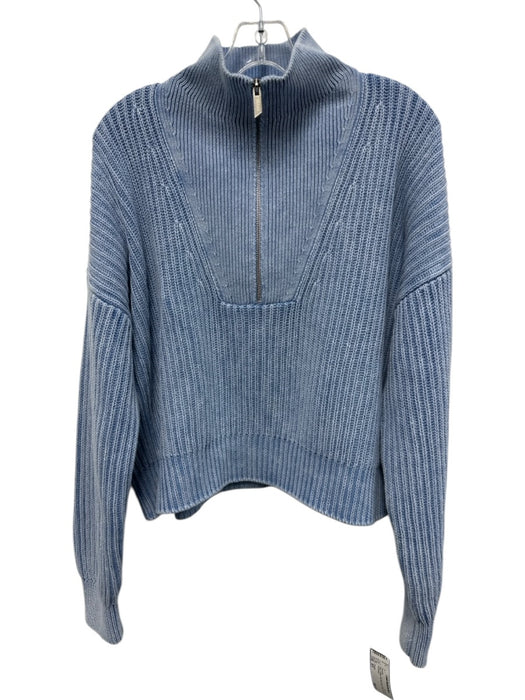 Closed Size XS Blue Cotton Rib Knit Flap Collar 1/4 Zip Sweater Blue / XS