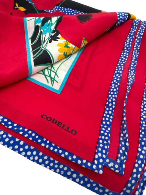 Codello Red, Blue, Yellow Silk Floral scarf Red, Blue, Yellow