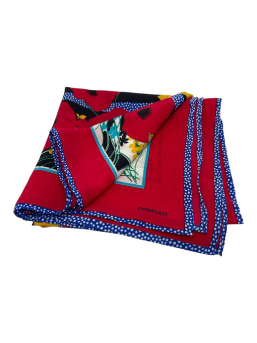 Codello Red, Blue, Yellow Silk Floral scarf Red, Blue, Yellow