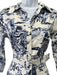Samantha Sung Size 6 Cream White & Blue Cotton Blend 3/4 Sleeve Pleated Dress Cream White & Blue / 6