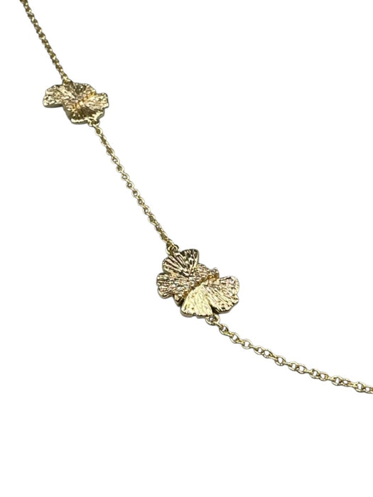 Anabel Aram Gold Tone 18k Gold Plated Cubic Zirconia Butterfly Station Necklace Gold Tone