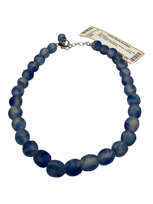 Blue 925 Sterling Silver Beads Lobster Clasp Station Necklace Blue