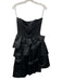 Louis Feraud Size 6 Black Acetate Blend Strapless Satin Gathered Tiered Dress Black / 6