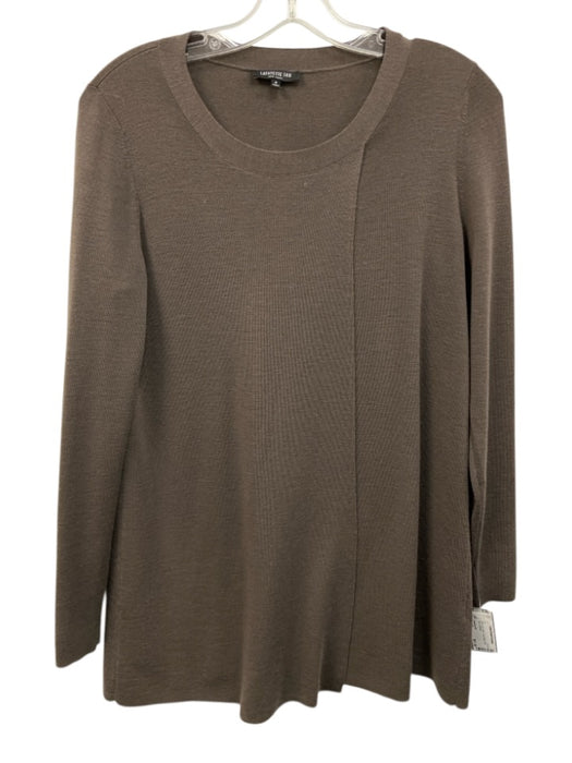 Lafayette 148 Size Small Brown Gray Wool Long Sleeve Knit Tulip Top Brown Gray / Small