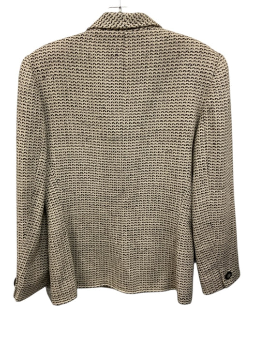 Carlisle Size 4 Cream & Gray Silk Long Sleeve Tweed Button Front Blazer Jacket Cream & Gray / 4
