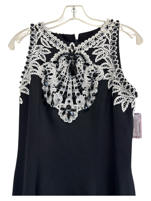 Victor Costa Size S/M Black & White Missing Fabric Tag Sleeveless Jeweled Gown Black & White / S/M
