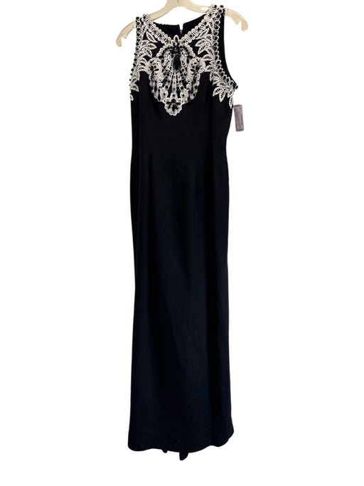 Victor Costa Size S/M Black & White Missing Fabric Tag Sleeveless Jeweled Gown Black & White / S/M