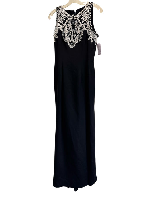 Victor Costa Size S/M Black & White Missing Fabric Tag Sleeveless Jeweled Gown Black & White / S/M