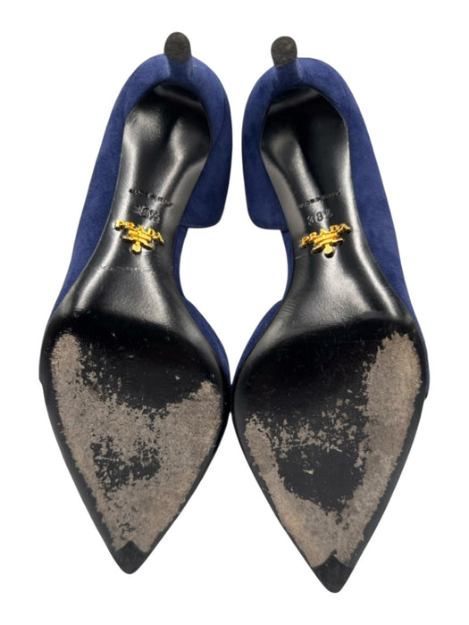 Prada Shoe Size 38.5 Blue & Black Leather Suede & Patent Pointed Toe Pumps Blue & Black / 38.5