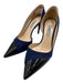 Prada Shoe Size 38.5 Blue & Black Leather Suede & Patent Pointed Toe Pumps Blue & Black / 38.5