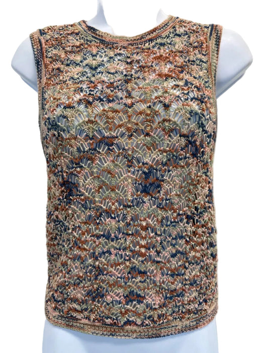 Zimmermann Size 1/S Beige & Multi Cotton Marled Open Knit Sleeveless Skirt Set