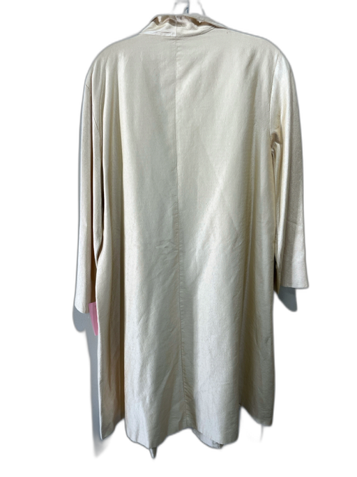 Eileen Fisher Size L Cream Silk Textured Open Front Long Jacket Cream / L