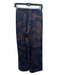Vince Size XXS Blue & Brown Silk Elastic Drawstring Leaves Wide Straight Pants Blue & Brown / XXS