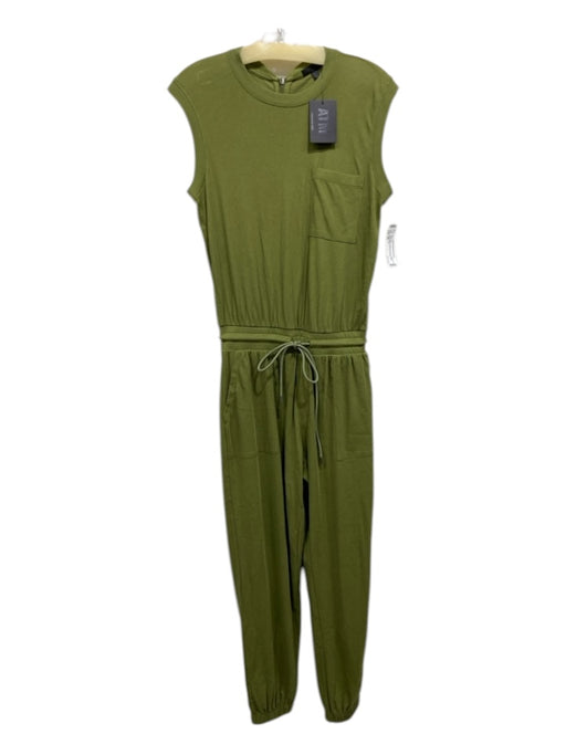 ATM Size XS Green Cotton Drawstring Waist Sleeveless One Pocket Jumpsuit Green / XS