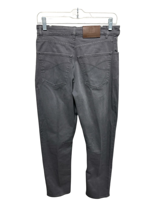 Brunello Cucinelli Size 38D Gray Cotton Button Fly High Waist Pants Gray / 38D