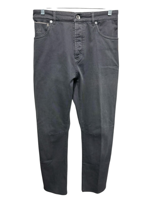 Brunello Cucinelli Size 38D Gray Cotton Button Fly High Waist Pants Gray / 38D