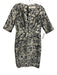 Lela Rose Size 4 Beige & Black Polyester Blend Floral Metallic Cocktail Dress Beige & Black / 4